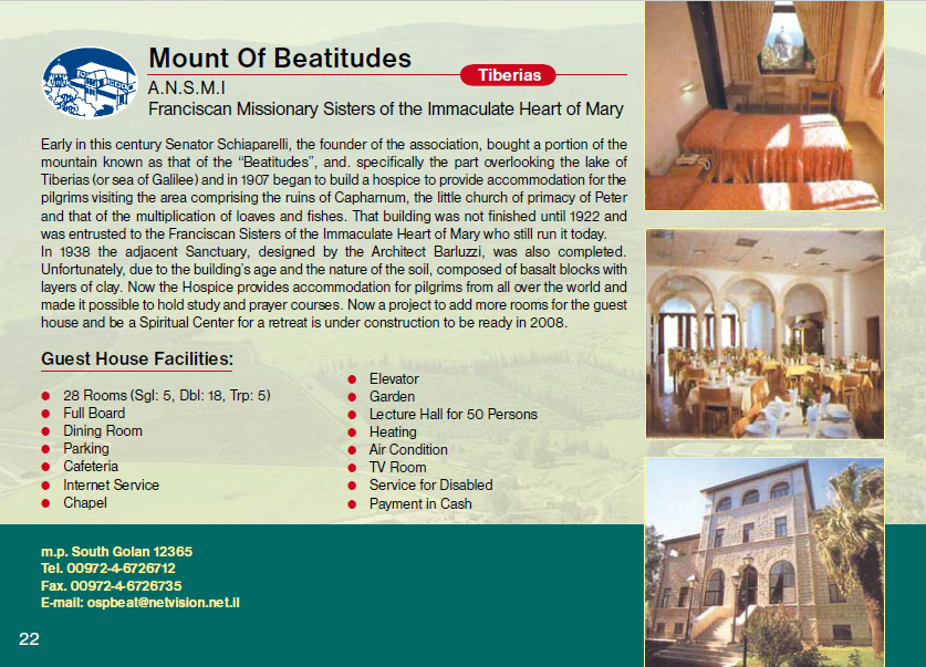 Mount of Beatitudes Guest House Jerusalem